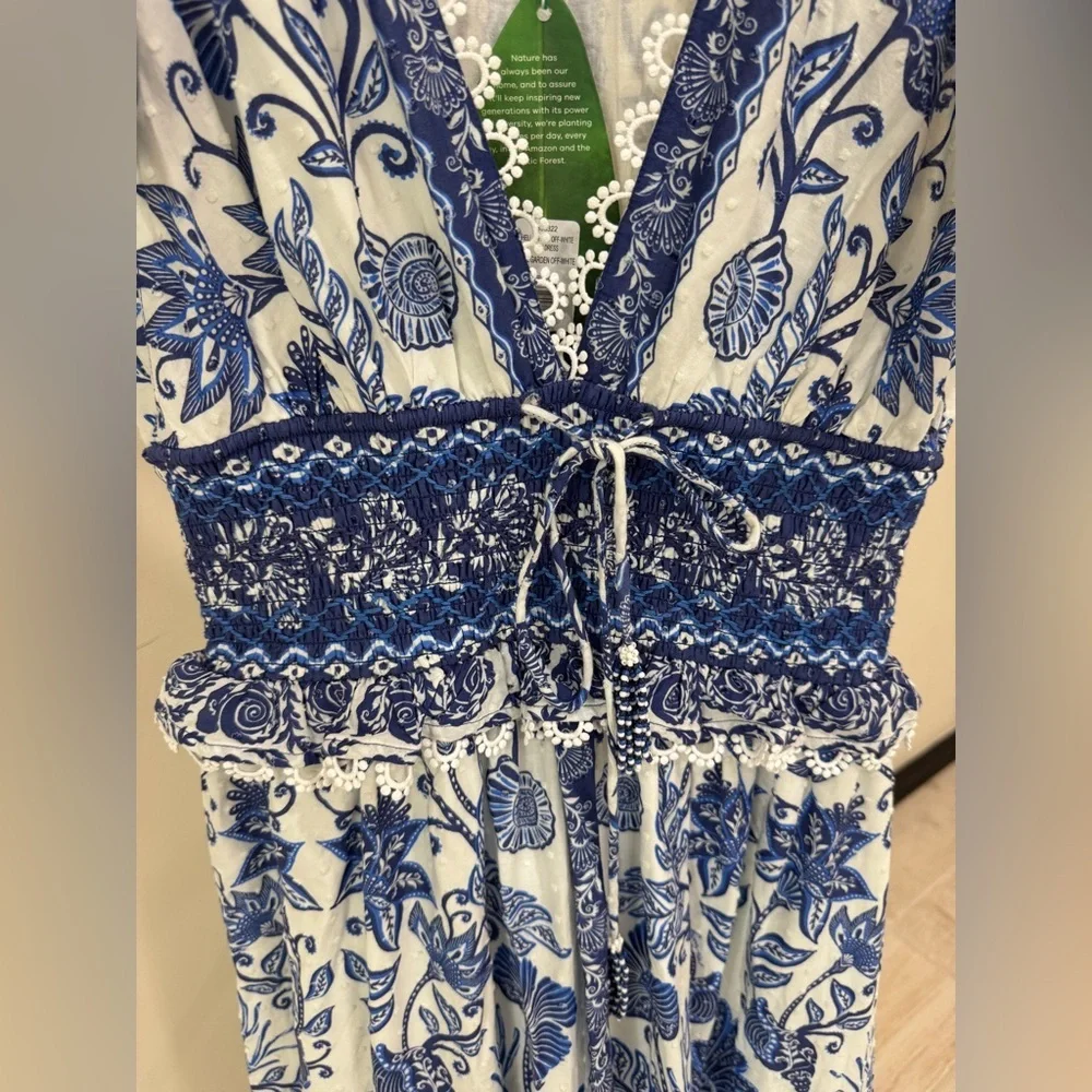 Off White Shell Garden Maxi Dress ! By Farm Rio - Picture 8 of 11